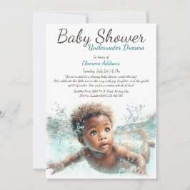 Invitación Baby Shower de acuarela de los sueños subacuáticos