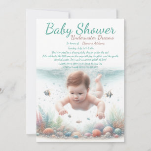 Invitación Baby Shower de acuarela de los sueños subacuáticos