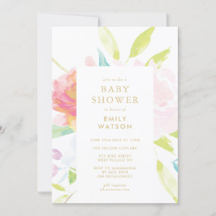 Invitación Baby Shower de acuarela de primavera neutral de gé