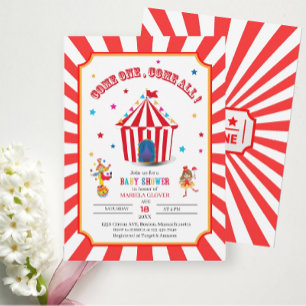 Invitación Baby Shower de acuarela del Carnaval Circus