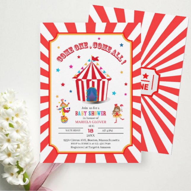 Invitación Baby Shower de acuarela del Carnaval Circus (Subido por el creador)
