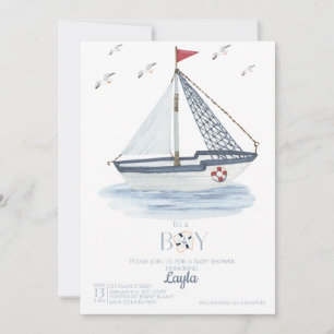 Invitación Baby Shower de acuarela náutica náutica