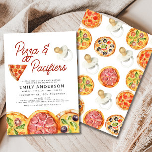 Invitación Baby Shower de Acuarela Pizza y Pacificadores
