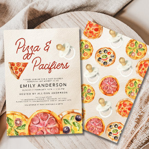Invitación Baby Shower de Acuarela Pizza y Pacificadores