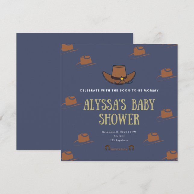 Invitación Baby Shower de adopción de vacuno  (Anverso / Reverso)