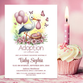 Invitación Baby Shower de adopción para bebé de la cigüeña