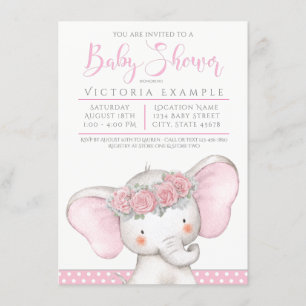 Invitación Baby Shower de Adorable Bebé Elefanta