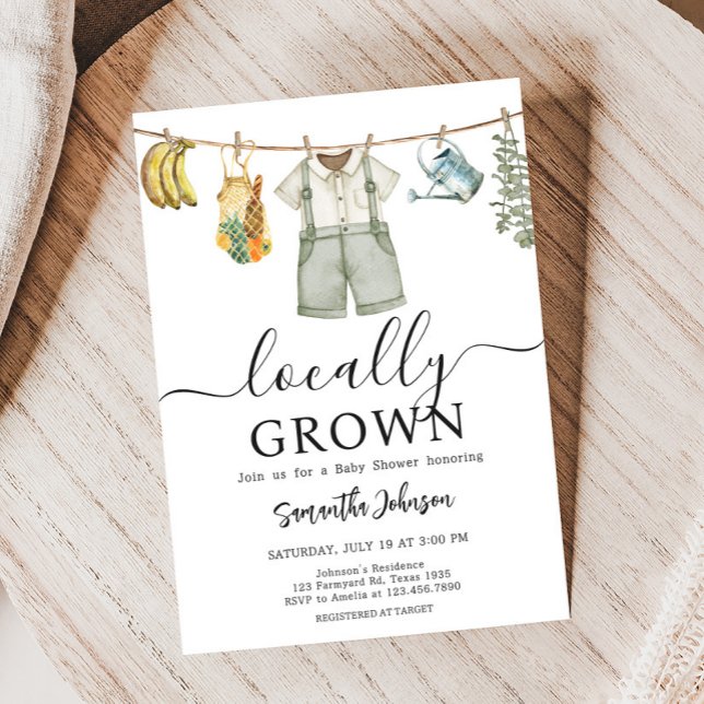 Invitación Baby Shower de agricultores locales (Farmers Locally Grown Baby Shower Invitation)