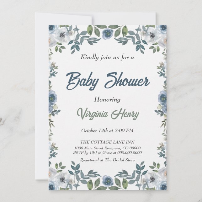 Invitación Baby Shower de agua de primavera (Anverso)