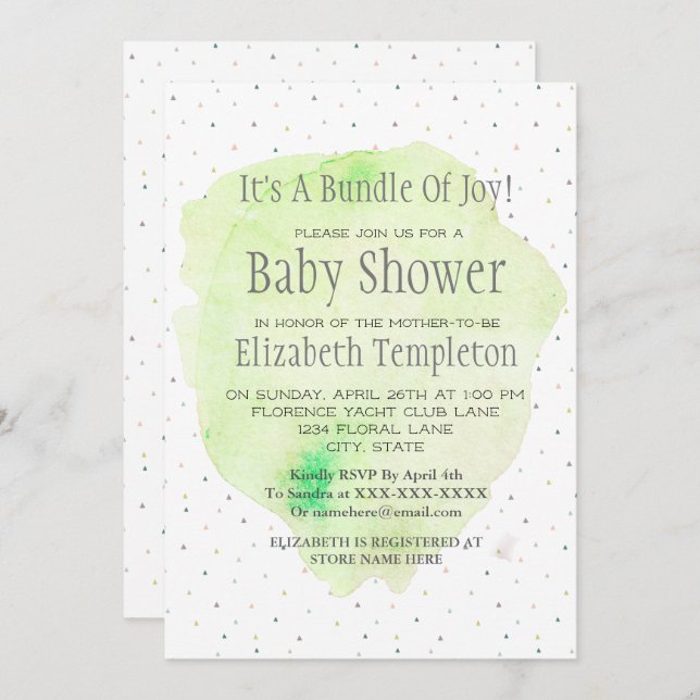 Invitación Baby Shower de agua pastel neutro en cuanto al gén (Anverso / Reverso)