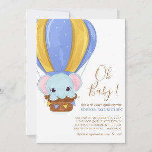 Invitación Baby Shower de Air Balloon Elephant Boy