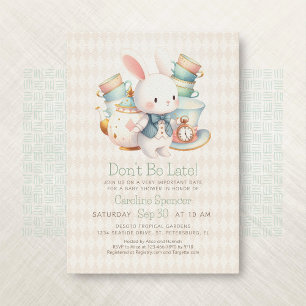 Invitación Baby Shower de Alice Wonderland White Rabbit