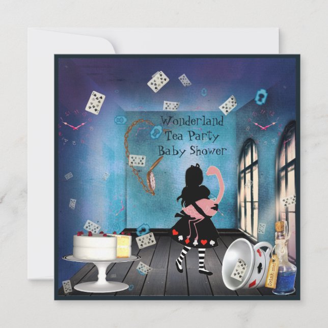 Invitación Baby Shower de Alice y Flamingo Rosa (Anverso)