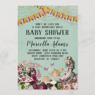 Invitación Baby Shower de Alicia en el País de las Maravillas