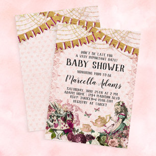 Invitación Baby Shower de Alicia en el País de las Maravillas