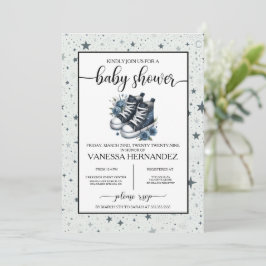 Invitación Baby Shower de alta velocidad para bebé azul de la
