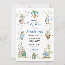 Invitación Baby Shower de amigos de Peter Rabbit