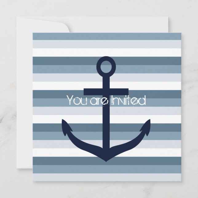 Invitación Baby Shower de anclaje nautico (Anverso)