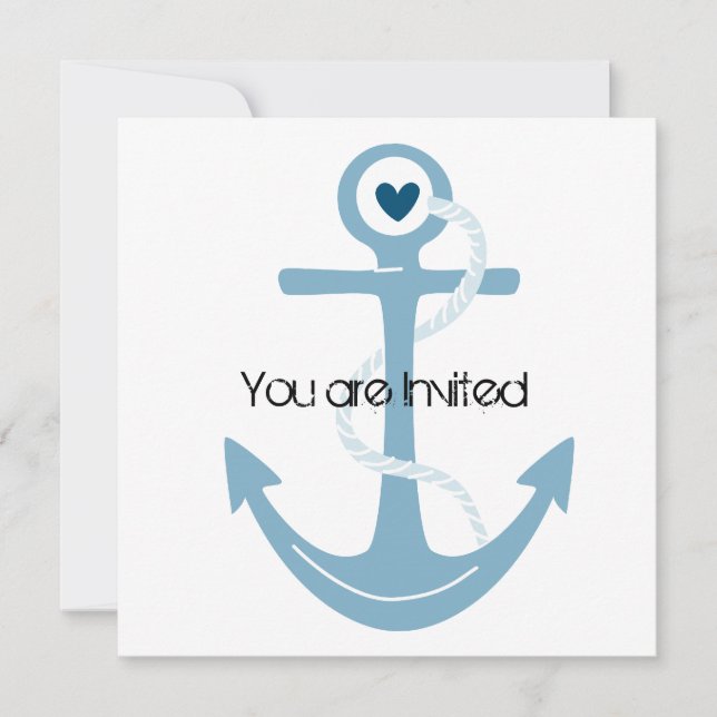Invitación Baby Shower de anclaje nautico (Anverso)