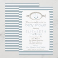 Baby Shower de Anclaje Náutico Azul Blanco a rayas
