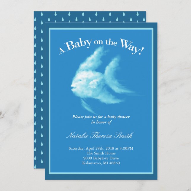 Invitación Baby Shower de Angelfish (Anverso / Reverso)