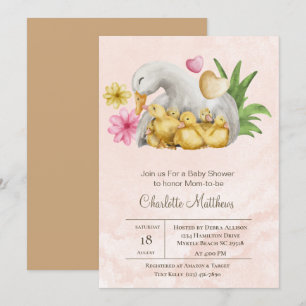 Invitación Baby Shower de animales acuáticos Mama y Baby Duck