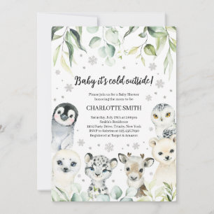 Invitación Baby Shower de Animales Árticos de Invierno