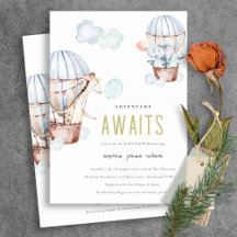 Baby Shower de animales azulados de globo aerostát