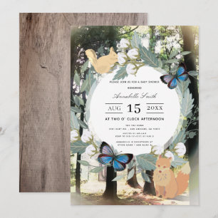 Invitación Baby Shower de animales boscosos encantados
