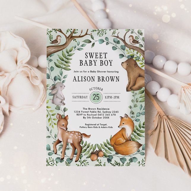 Invitación Baby Shower de animales boscosos encantados (Subido por el creador)