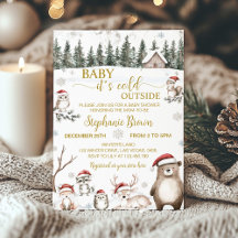 Baby Shower de animales de bosque de invierno