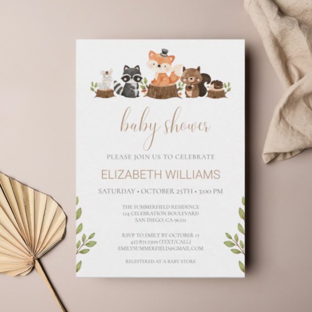 Invitación Baby Shower de Animales de Bosques de Bosque de Bo (Subido por el creador)