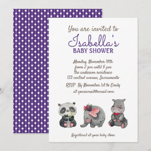 Invitación Baby Shower de animales de color de agua dulce Saf