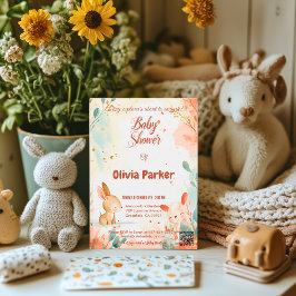 Invitación Baby Shower de animales de color de la leche y el 