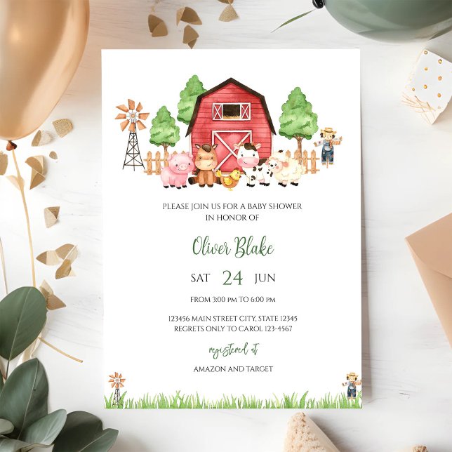 Invitación Baby Shower de Animales de Granja (Subido por el creador)