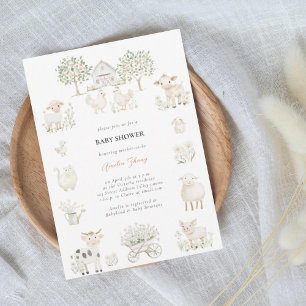 Invitación Baby Shower de animales de granja