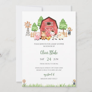 Invitación Baby Shower de Animales de Granja