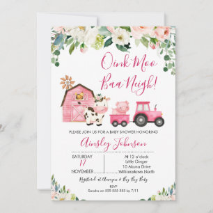 Invitación Baby Shower de animales de granja de granjas de gr