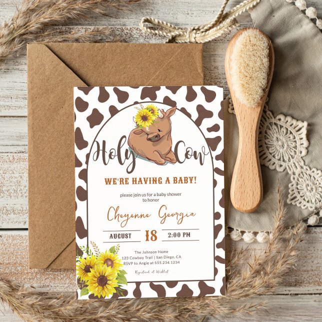Invitación Baby Shower de animales de granja de vacas de raza (Subido por el creador)