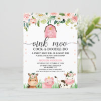 Baby Shower de animales de la granja lechera con f