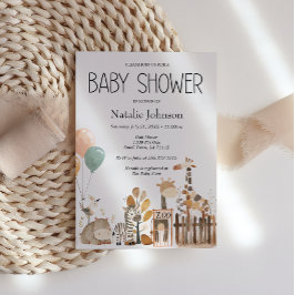 Invitación Baby Shower de animales de la guardería del zoológ