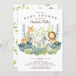 Invitación Baby Shower de animales de la jungla