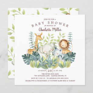 Invitación Baby Shower de animales de la jungla