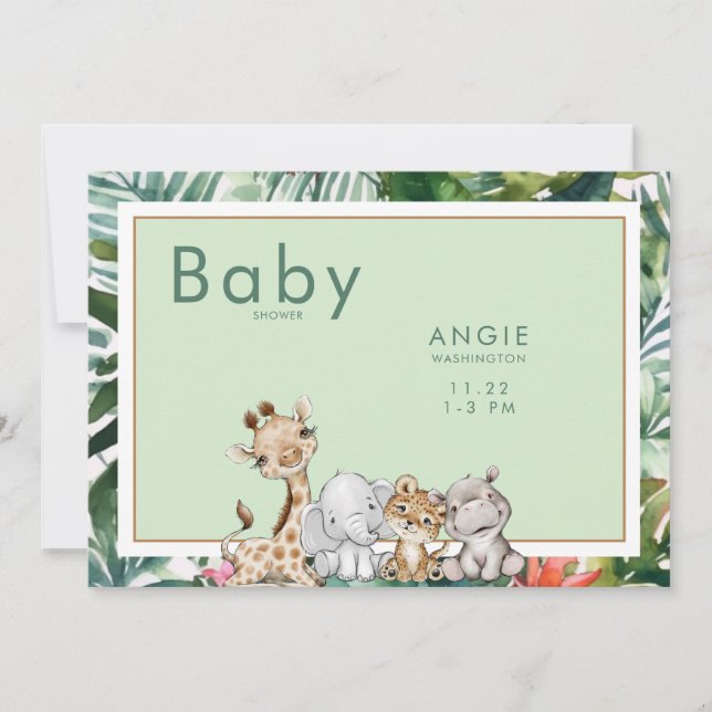 Invitación Baby Shower de animales de la jungla de la Fábrica (Anverso)