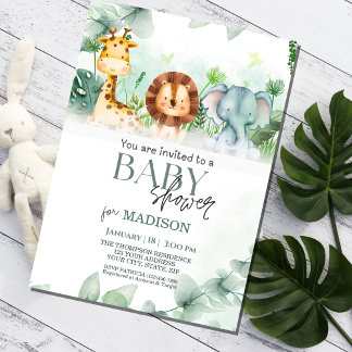 Invitación Baby Shower de animales de la jungla de Safari