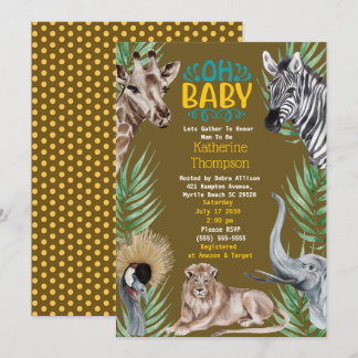 Invitación Baby Shower de animales de la jungla de safari ama