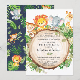Invitación Baby Shower de animales de la jungla por correo ve