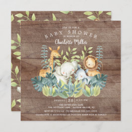Invitación Baby Shower de animales de la jungla rusa