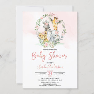 Invitación Baby Shower de animales de la selva de azúcares fl