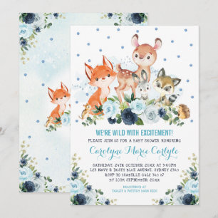 Invitación Baby Shower de animales de la selva de la selva az